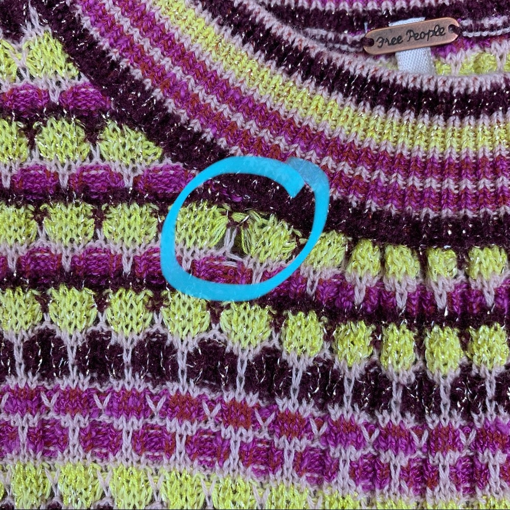 Free People Into You Mini Knit Dress S Retro Striped Dopamine Boho Colorful - Picture 6 of 8